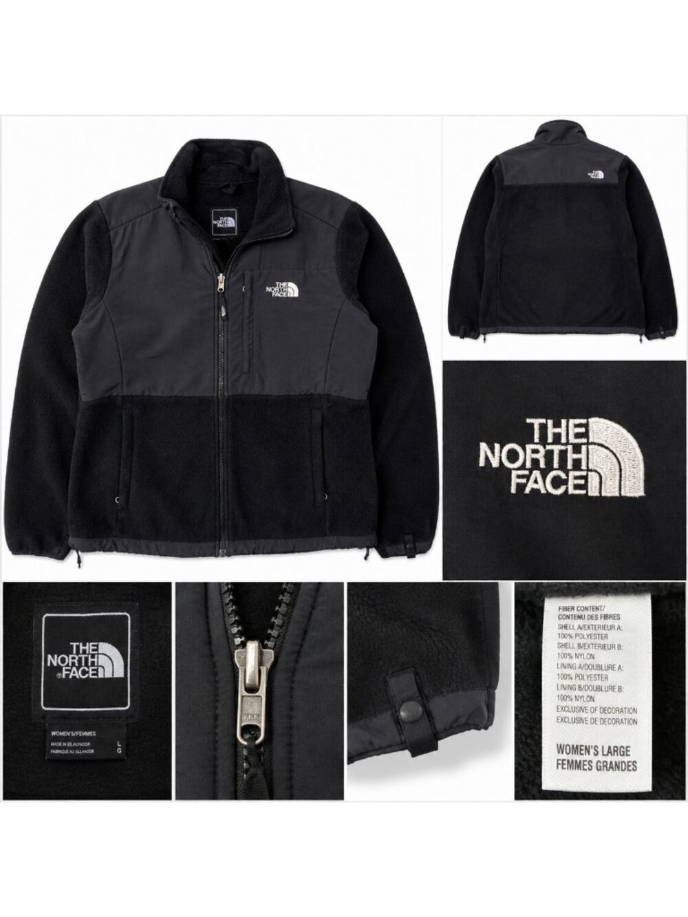 The North Face Denali Fleece Jacket Women's Large Black Full Zip Outdoor